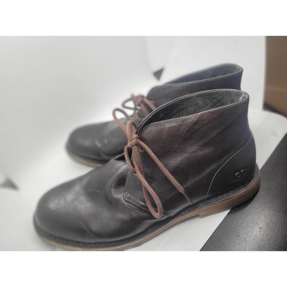 Ugg Mens Leather Chukka Boots 12 Dark Brown Lace-Up Classic Preppy comfort - Picture 8 of 10